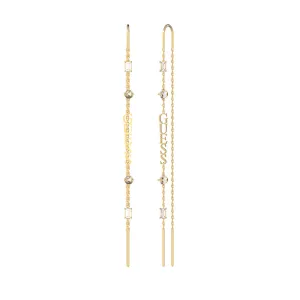 Guess Stainless Steel Gold Plated 80mm Logo Threader Drop Earrings