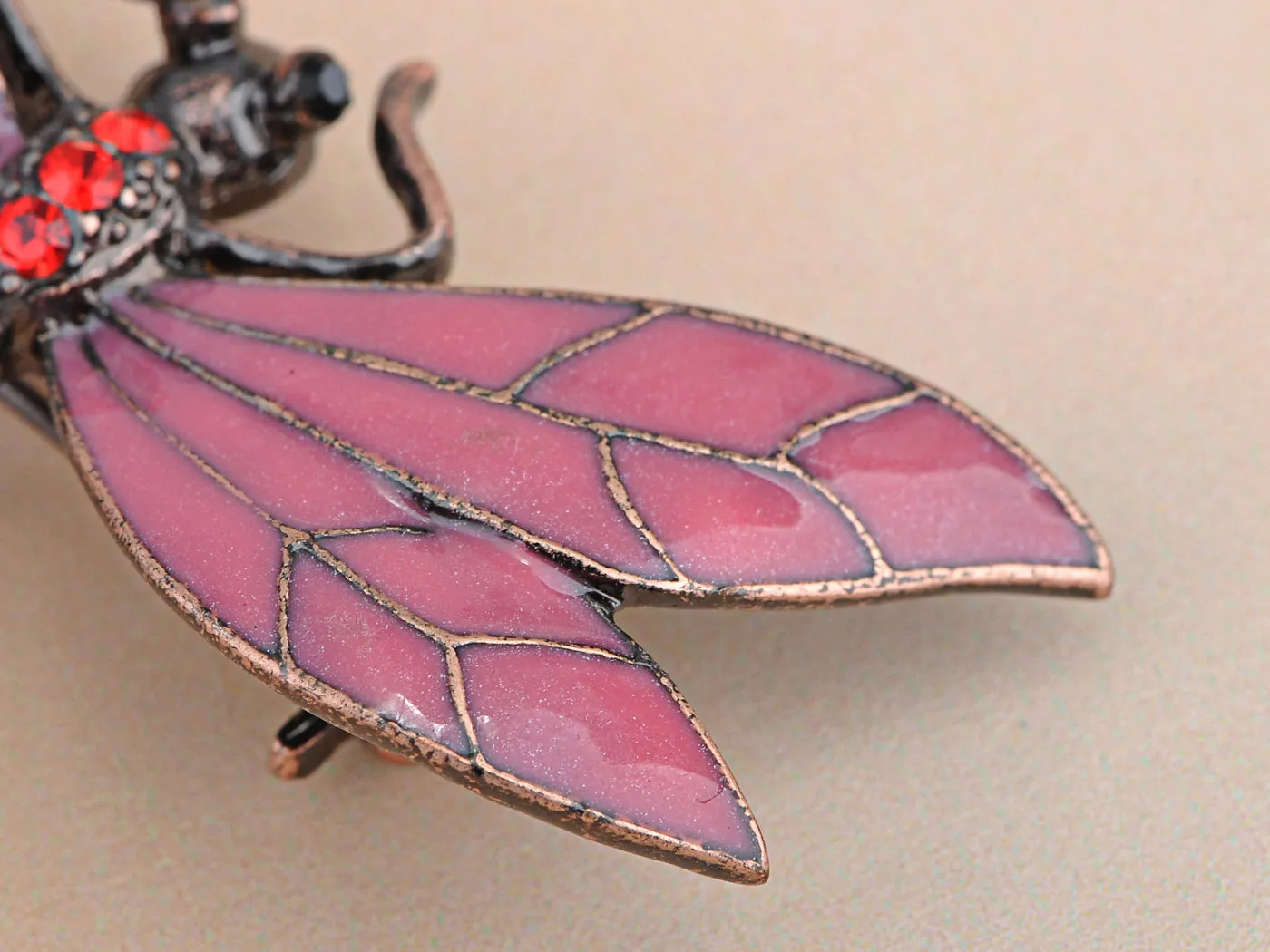 Gun Red Vintage Dragonfly Brooch Pin