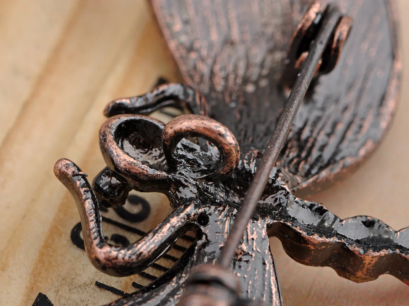 Gun Red Vintage Dragonfly Brooch Pin