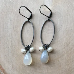 Gunmetal Oval Cluster Earrings