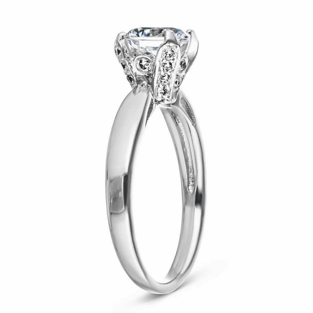 Premium Set Trendy Object Gwenyth Lab Grown Diamond Four Prong Side Stone Engagement Ring