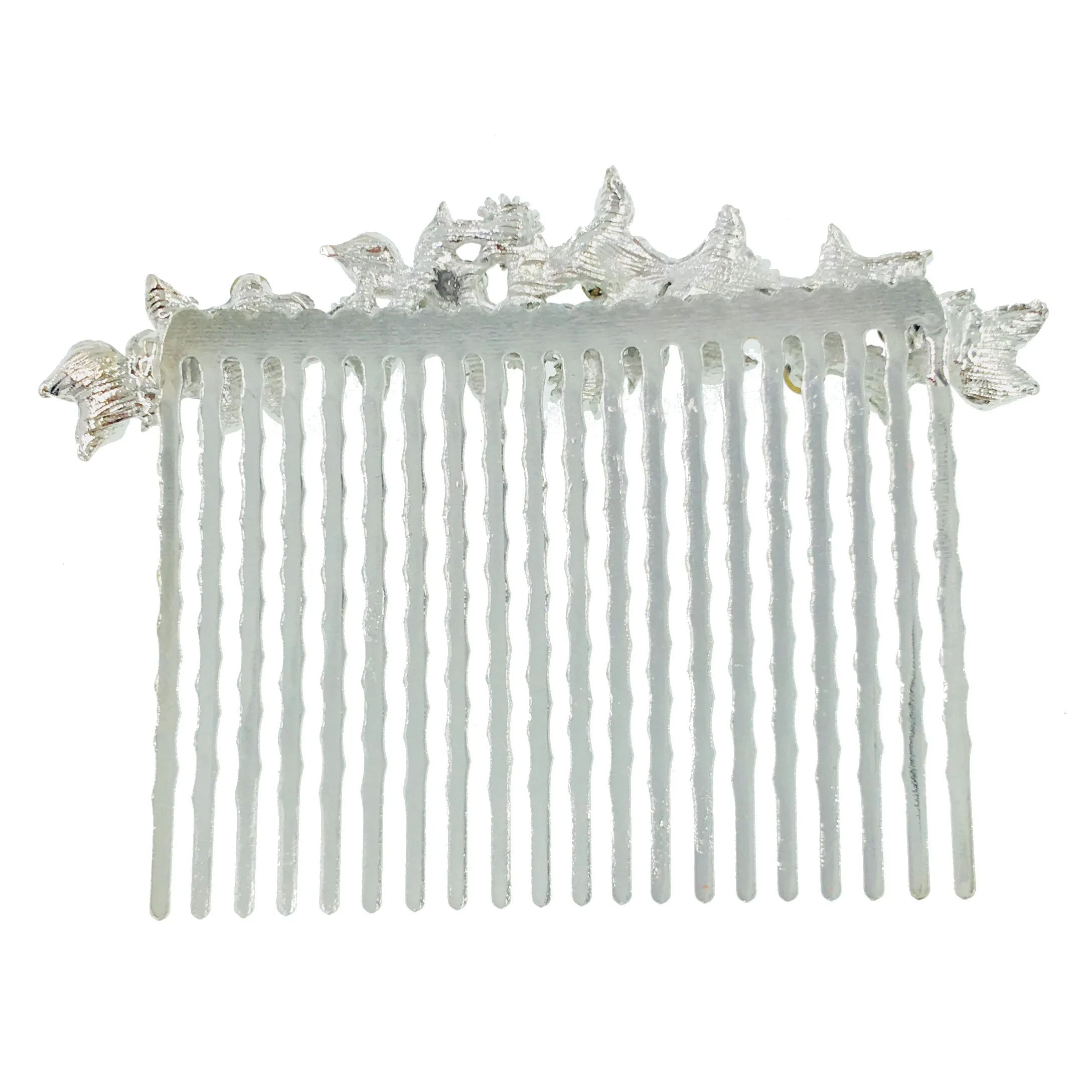 Gypsophila Flower Cluster Hair Comb Swarovski Crystal Vintage Simple silver base Dark Purple