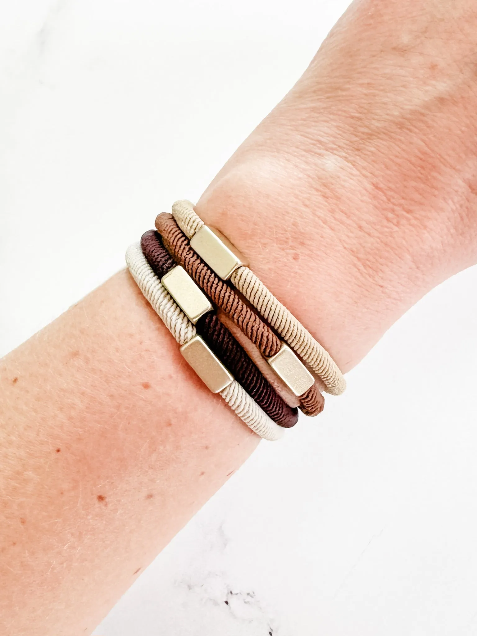 Hair Tie Bracelet Sets - Neutral Gold Accents by Michelle Mae