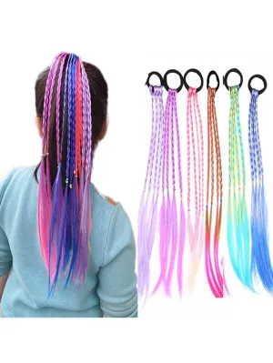 Hair ties for women|1 Set (4pcs) Girls' Colorful Synthetic Hair Braiding Hair Ties