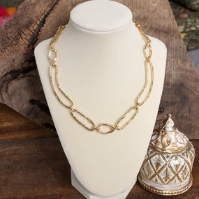Hammered Gold Link Abstract Statement Bohemian Necklace For Son Bold Choice