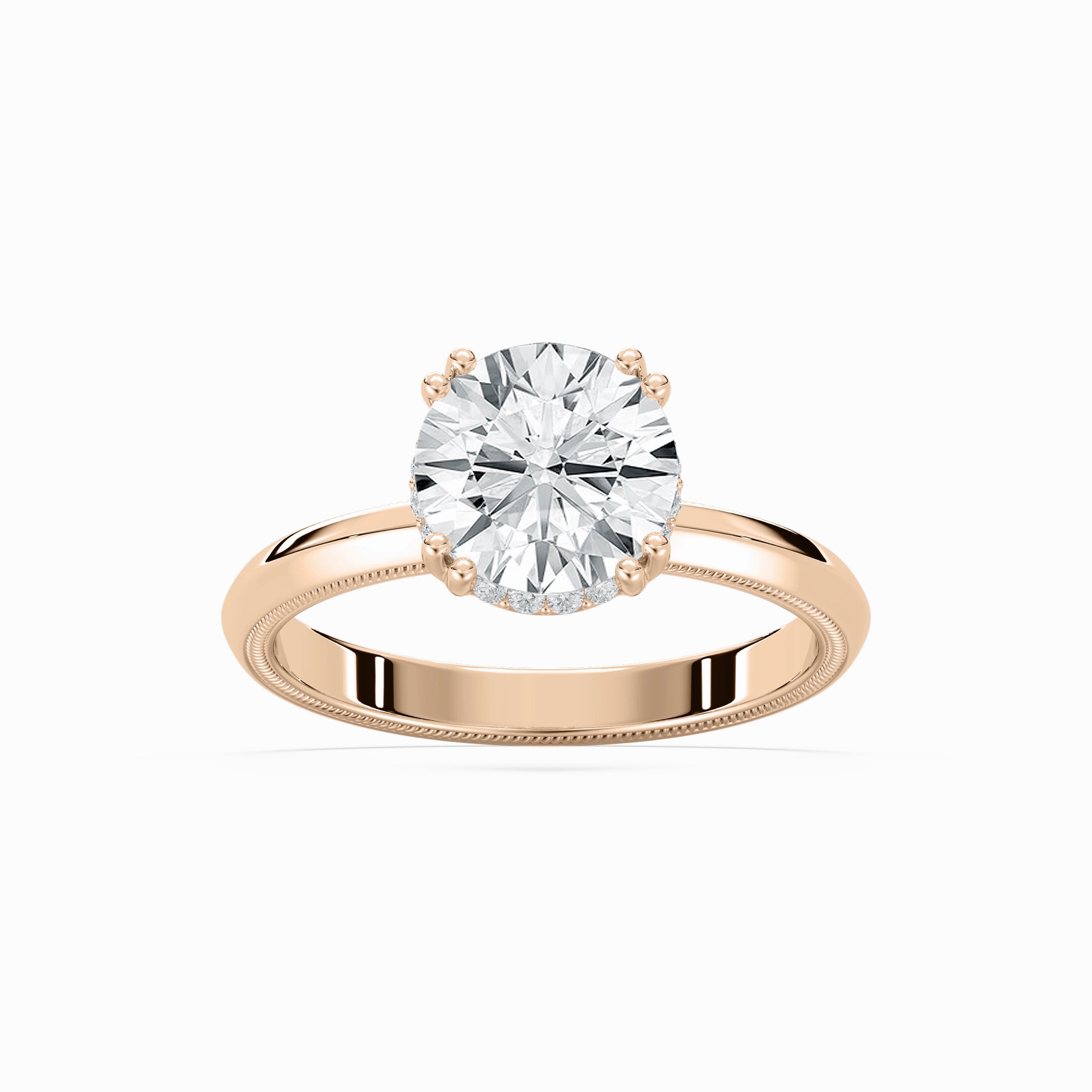 everyday elegance Luxury Creation Juno 2 ctw Round Lab Grown Diamond Double Prong Hidden Halo Engagement Ring