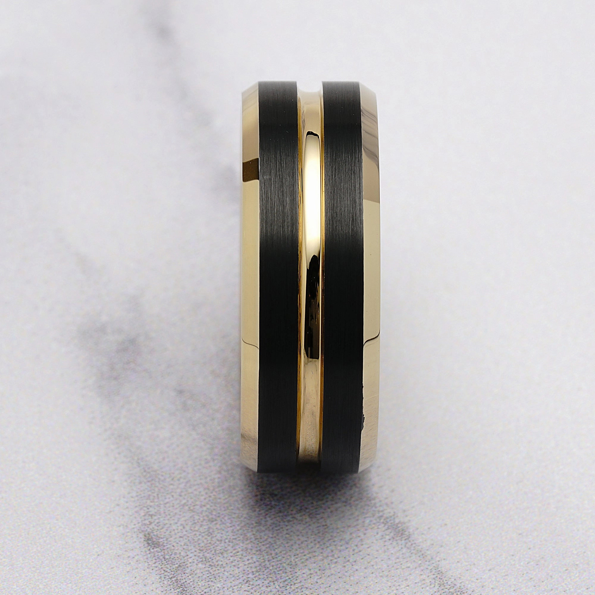 100S JEWELRY Tungsten Rings for Mens Wedding Bands Black Matte Gold Grooved Center Size 6-16 Modern Symbol