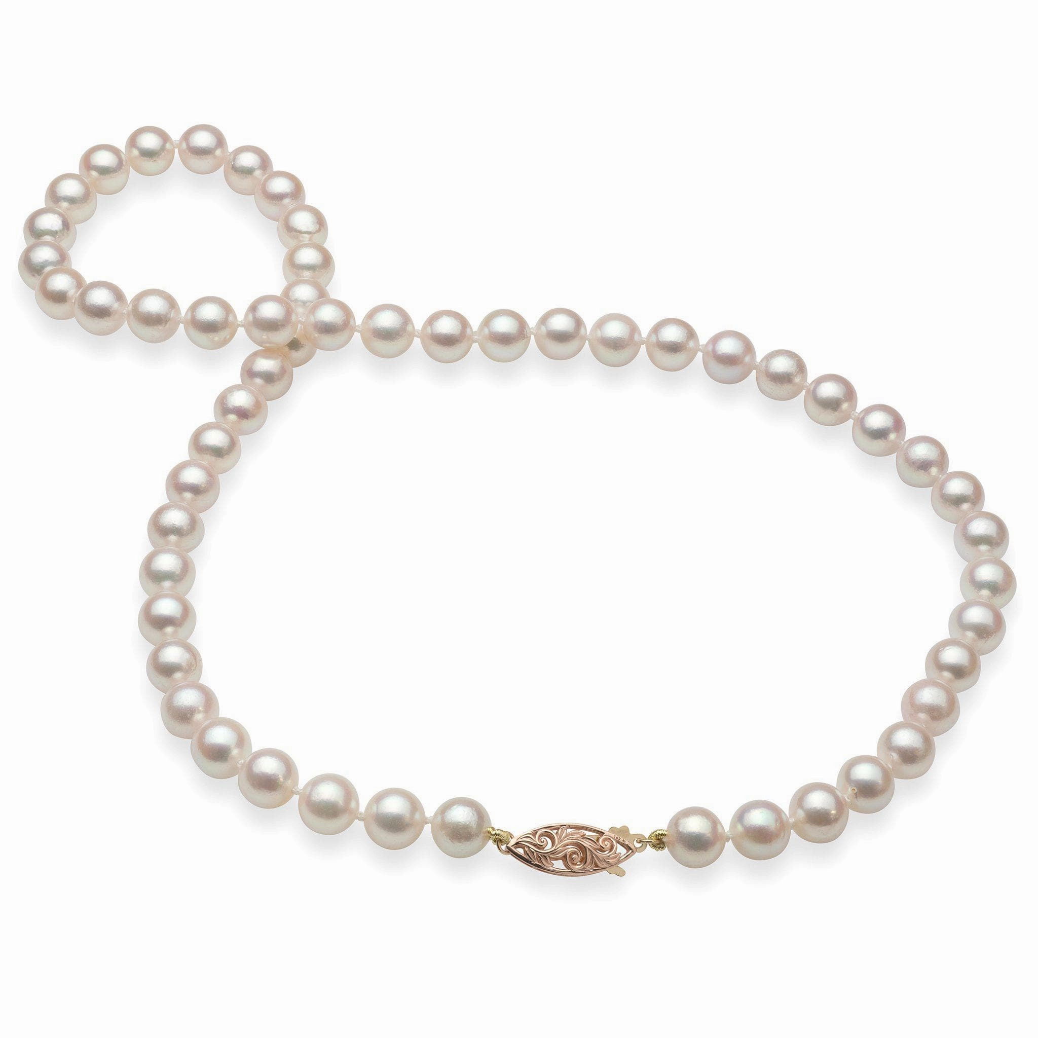 18-19" Akoya White Pearl Strand with Two Tone Gold Clasp - 7-8mm Radiant Moment