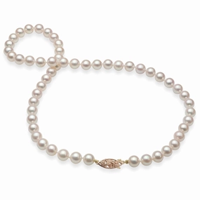 18-19" Akoya White Pearl Strand with Two Tone Gold Clasp - 7-8mm Radiant Moment