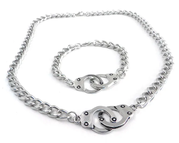 Handcuff Necklace on Curb Chain