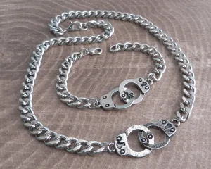 Handcuff Necklace on Curb Chain