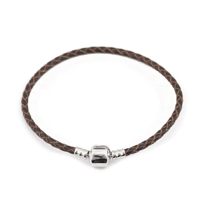 Handmade Leather & Charm Bracelet