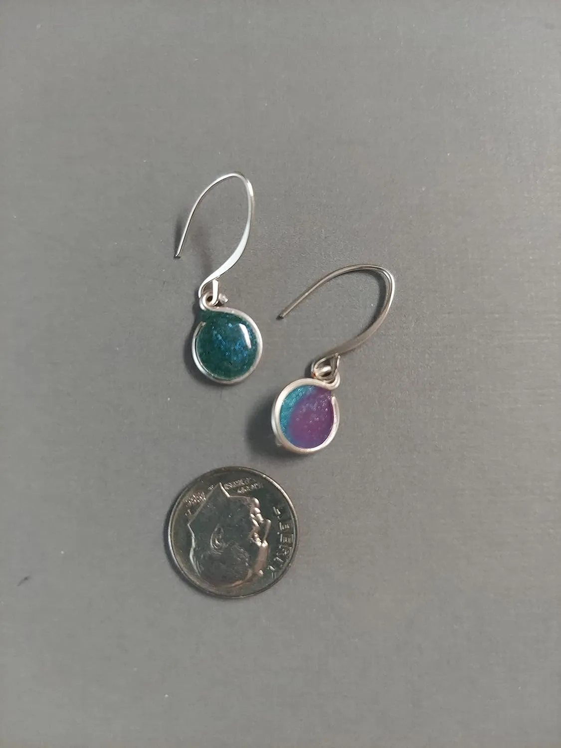 Handmade Lightweight Opal Resin Glass Small Drop Womens Earrings Beads by Bettina