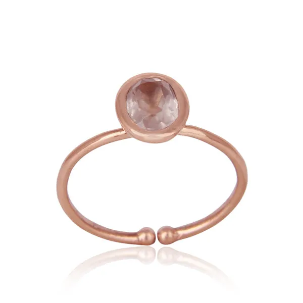 Handmade Oval Rose Quartz Solitaire Ring