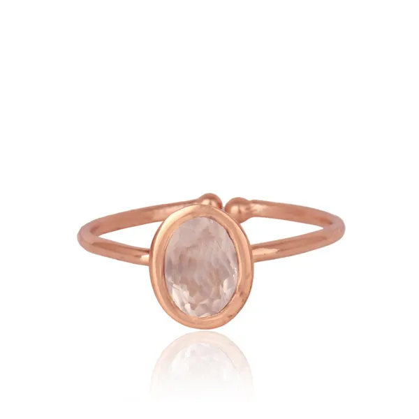 Handmade Oval Rose Quartz Solitaire Ring