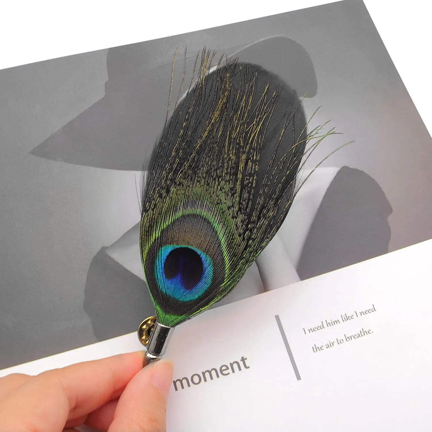 Handmade Peacock Feather Brooch and Lapel Pin for Men and Women - Suit Collar Pin Buckle Accessory
