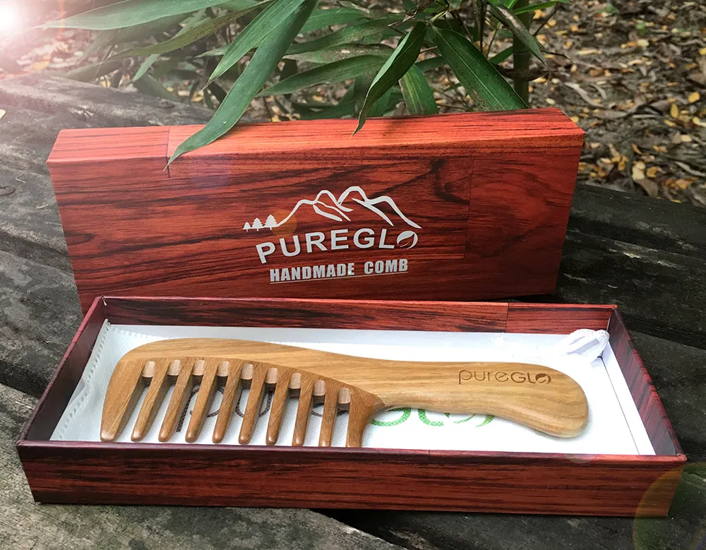 Handmade Wooden Massage Wide Tooth Curly Hair Comb
