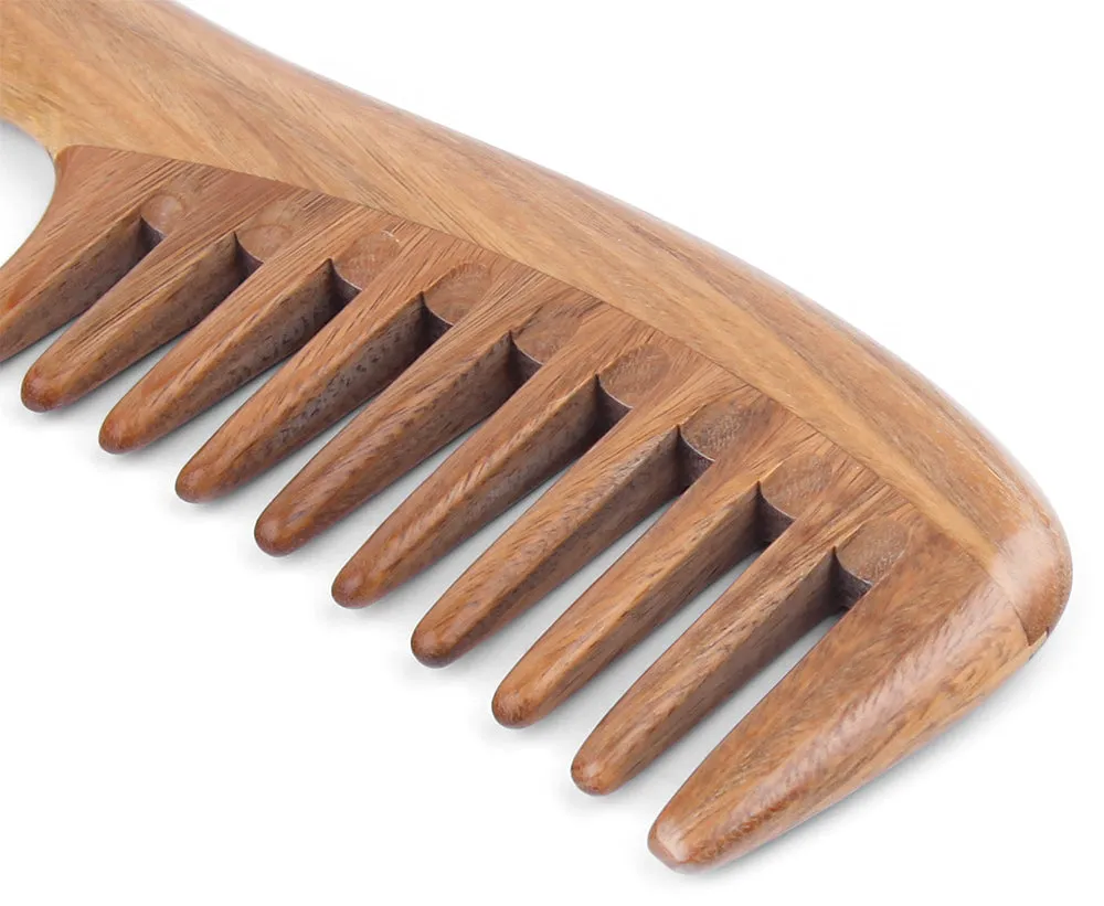 Handmade Wooden Massage Wide Tooth Curly Hair Comb