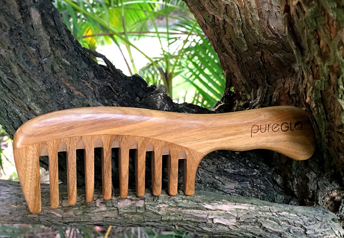 Handmade Wooden Massage Wide Tooth Curly Hair Comb