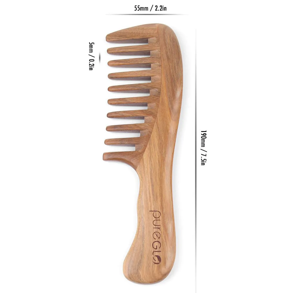 Handmade Wooden Massage Wide Tooth Curly Hair Comb