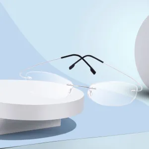 Handoer Unisex Rimless Customized Shaped Lenses 865 Titanium Eyeglasses
