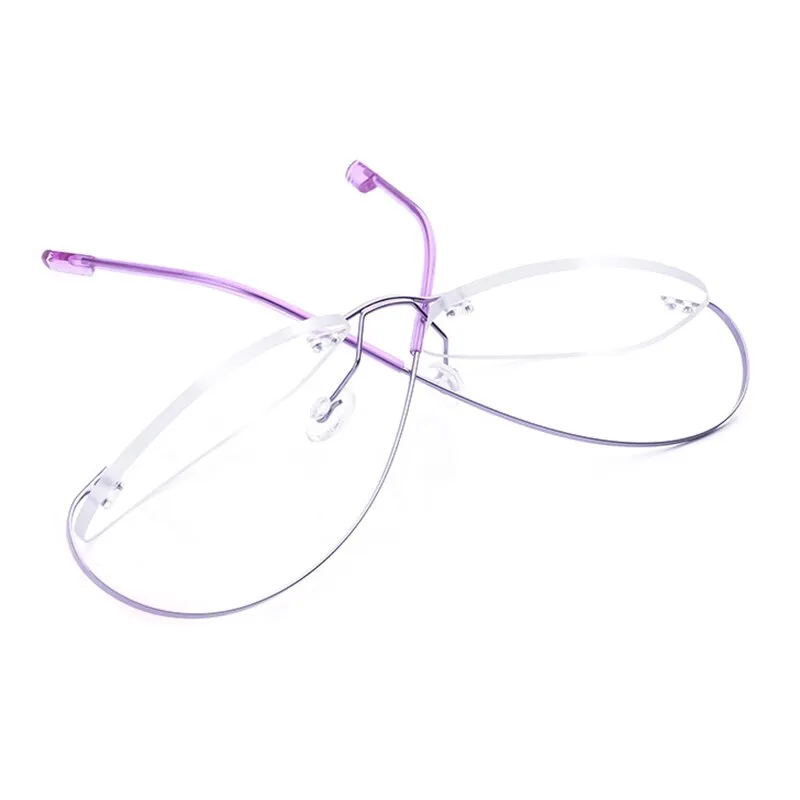 Handoer Unisex Rimless Customized Shaped Lenses 865 Titanium Eyeglasses