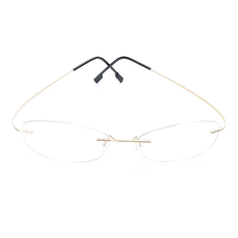 Handoer Unisex Rimless Customized Shaped Lenses 865 Titanium Eyeglasses