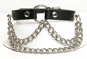 Hanging Diamond Cut Chain Leather Choker