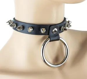 Hanging Ring  Bondage Choker With  Spikes