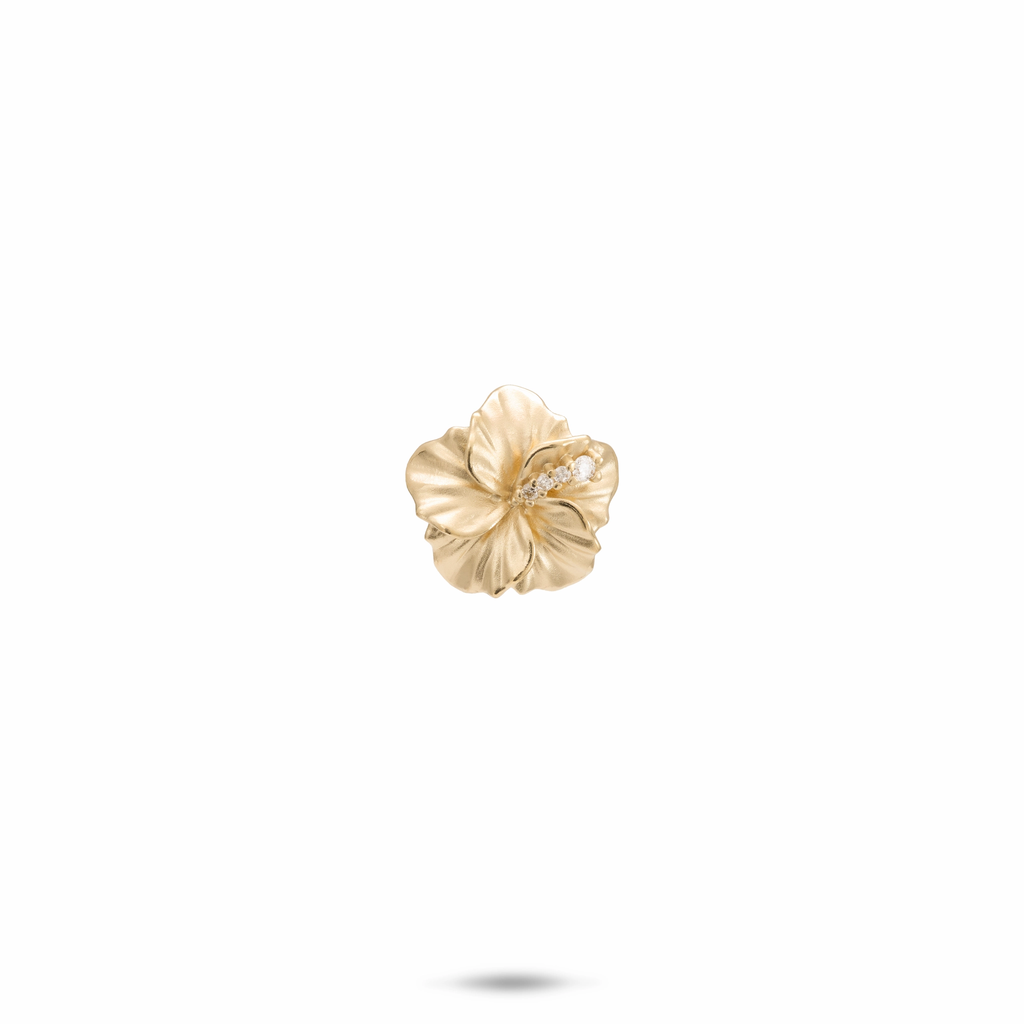 Hawaiian Gardens Hibiscus Pendant in Gold with Diamonds - 11mm Radiant Design
