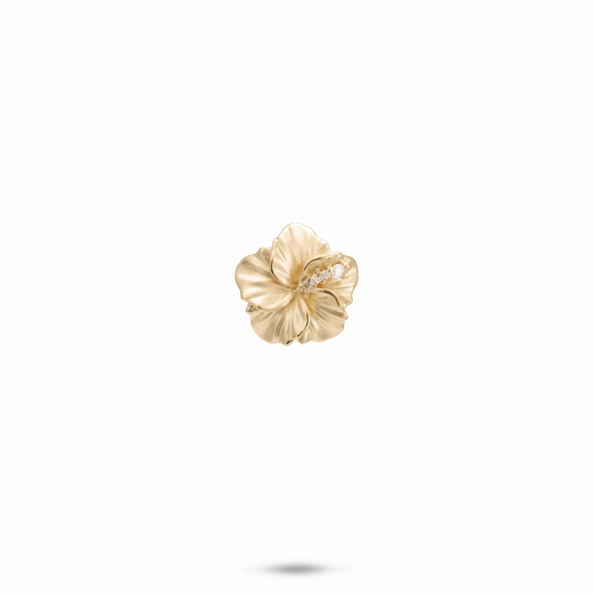 Hawaiian Gardens Hibiscus Pendant in Gold with Diamonds - 11mm Elegant Snap
