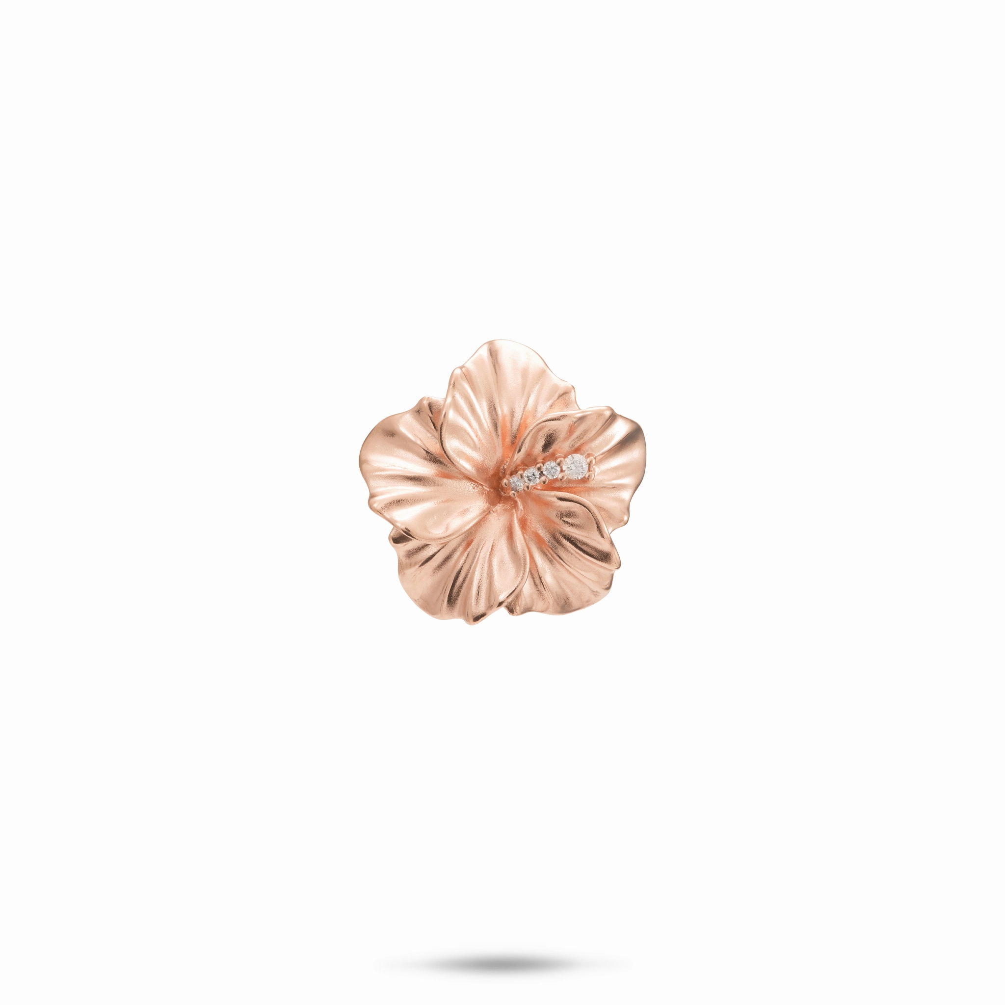 Hawaiian Gardens Hibiscus Pendant in Rose Gold with Diamonds - 15mm Balanced Design Handcrafted Jewelry