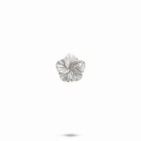 Hawaiian Gardens Hibiscus Pendant in White Gold with Diamonds - 11mm Shiny Touch