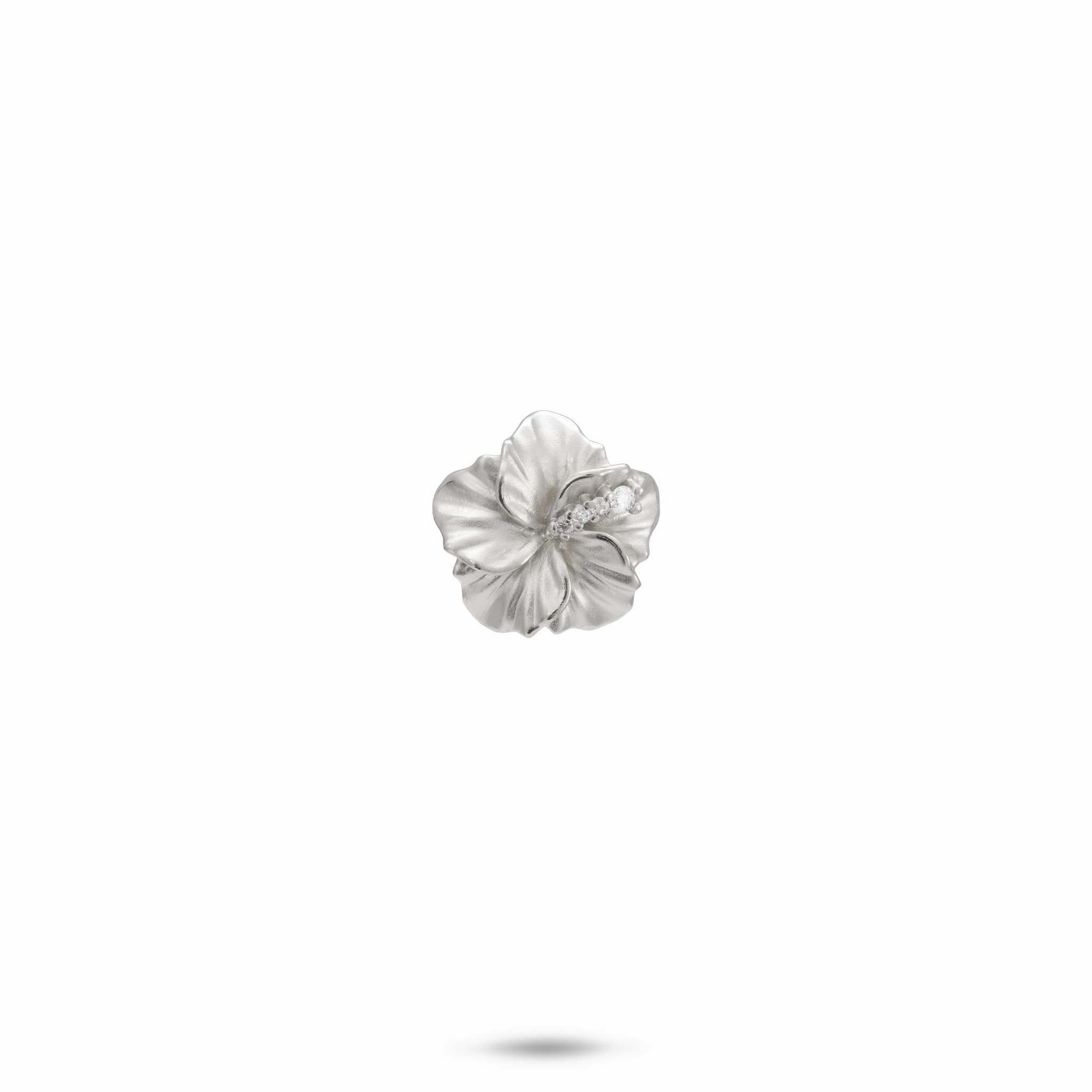 Hawaiian Gardens Hibiscus Pendant in White Gold with Diamonds - 11mm Shiny Touch
