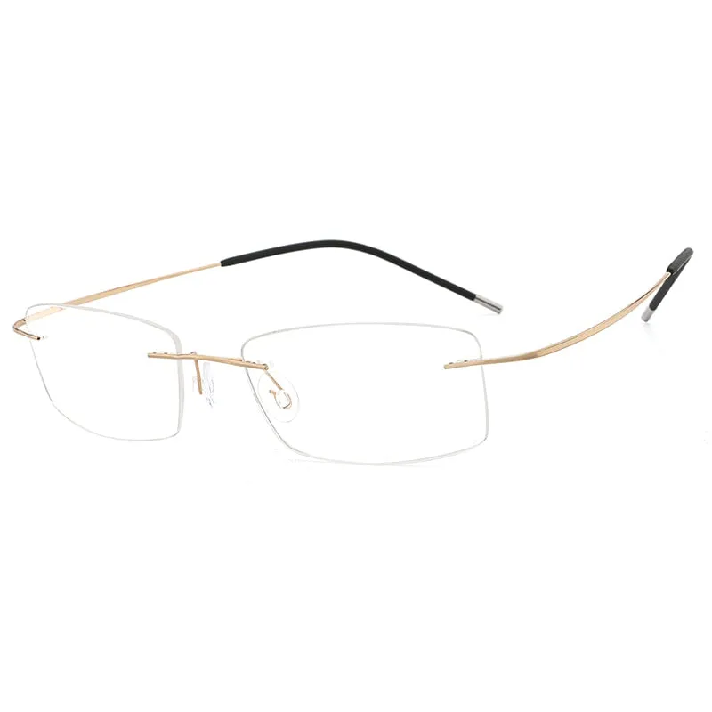 Hdcrafter Rimless Rectangle Titanium Frame Eyeglasses Unisex