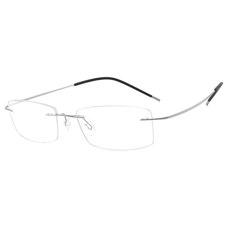 Hdcrafter Rimless Rectangle Titanium Frame Eyeglasses Unisex