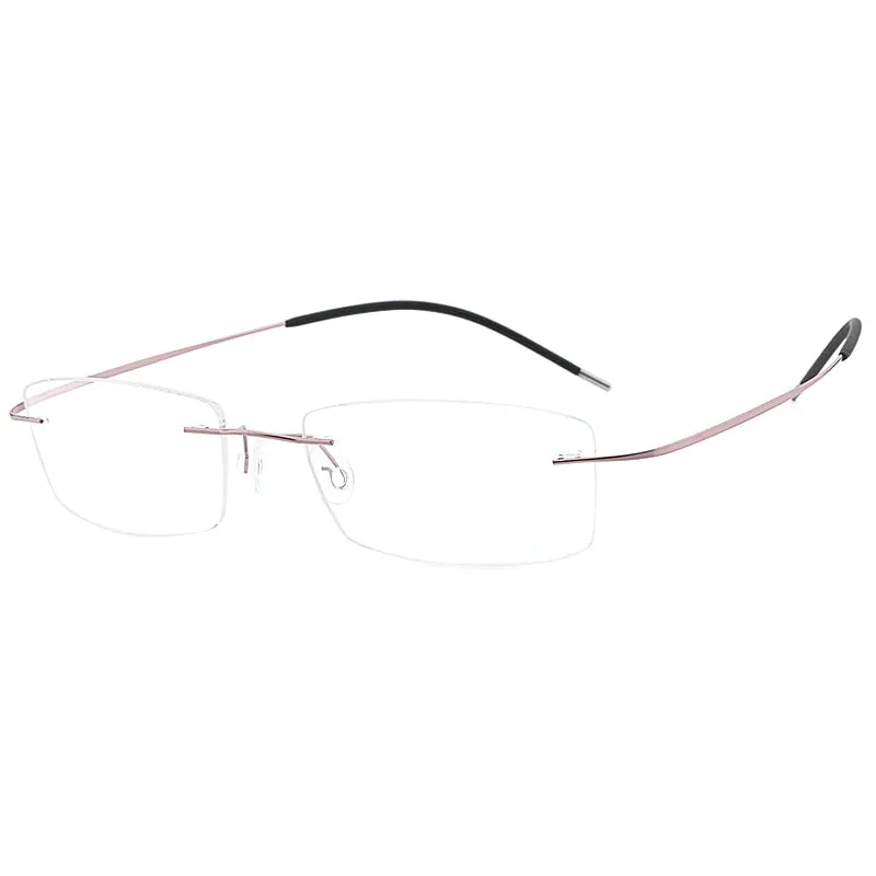 Hdcrafter Rimless Rectangle Titanium Frame Eyeglasses Unisex