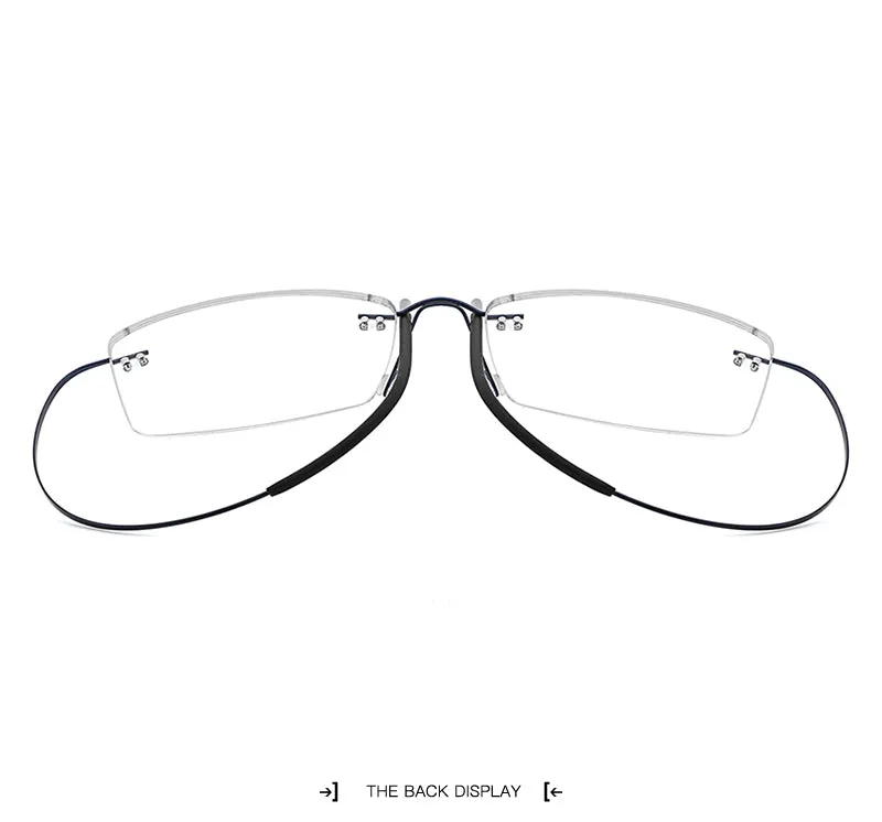 Hdcrafter Rimless Rectangle Titanium Frame Eyeglasses Unisex