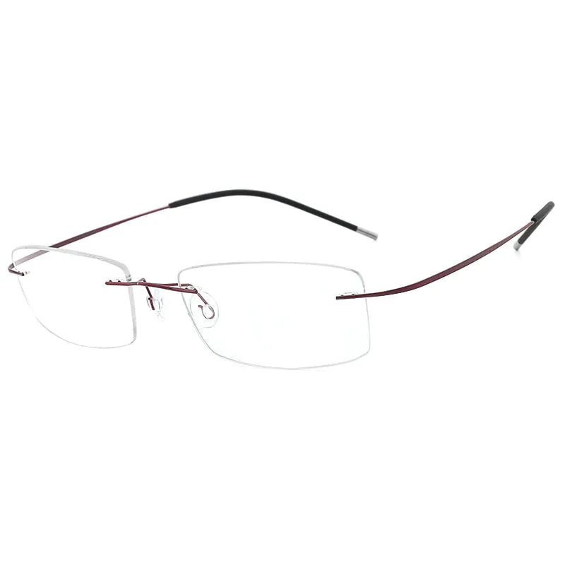 Hdcrafter Rimless Rectangle Titanium Frame Eyeglasses Unisex