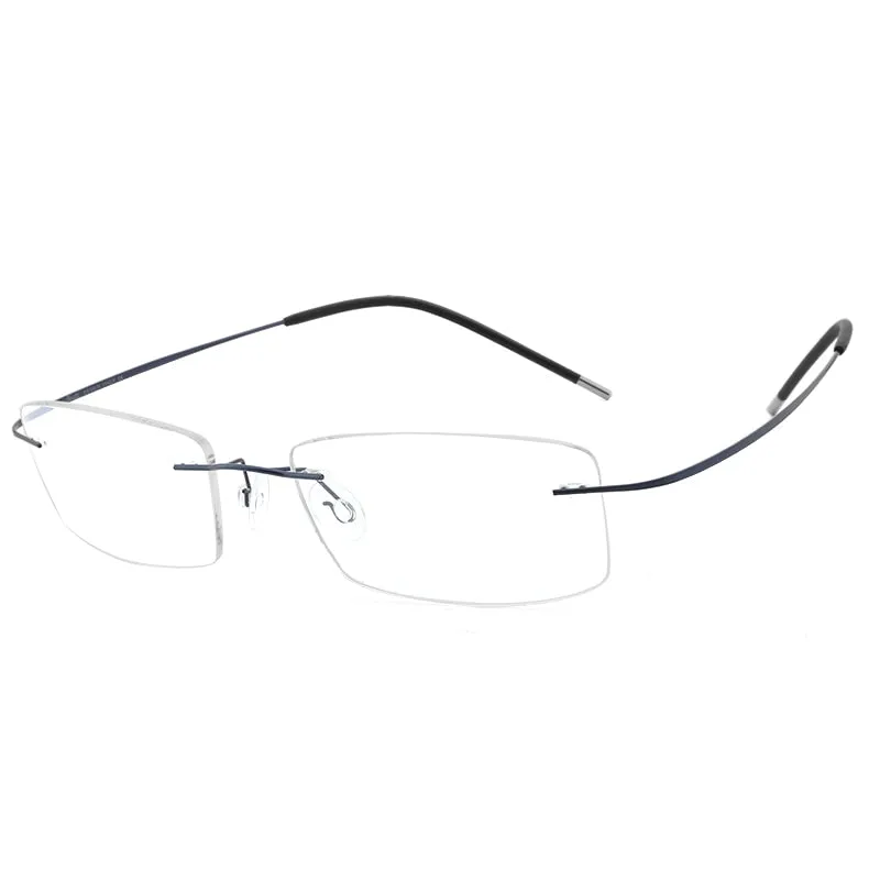 Hdcrafter Rimless Rectangle Titanium Frame Eyeglasses Unisex