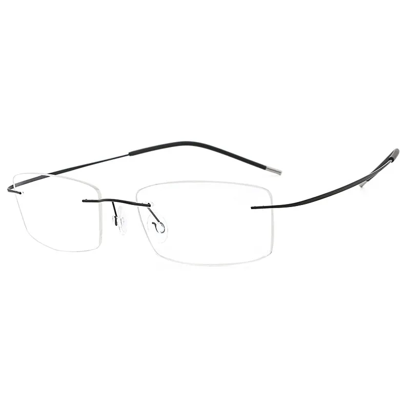 Hdcrafter Rimless Rectangle Titanium Frame Eyeglasses Unisex