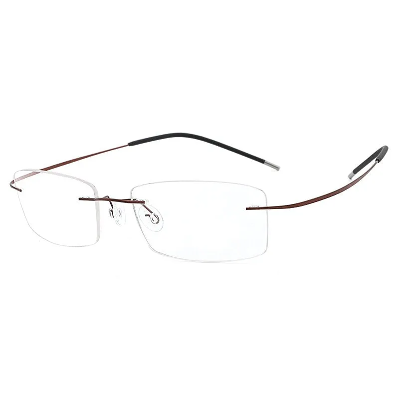 Hdcrafter Rimless Rectangle Titanium Frame Eyeglasses Unisex