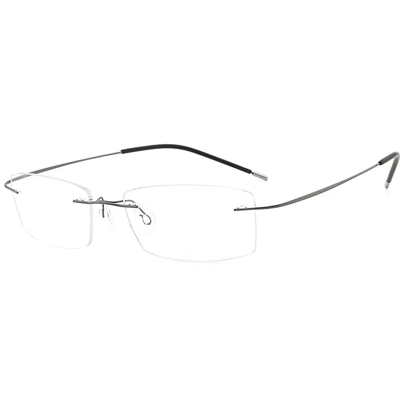 Hdcrafter Rimless Rectangle Titanium Frame Eyeglasses Unisex