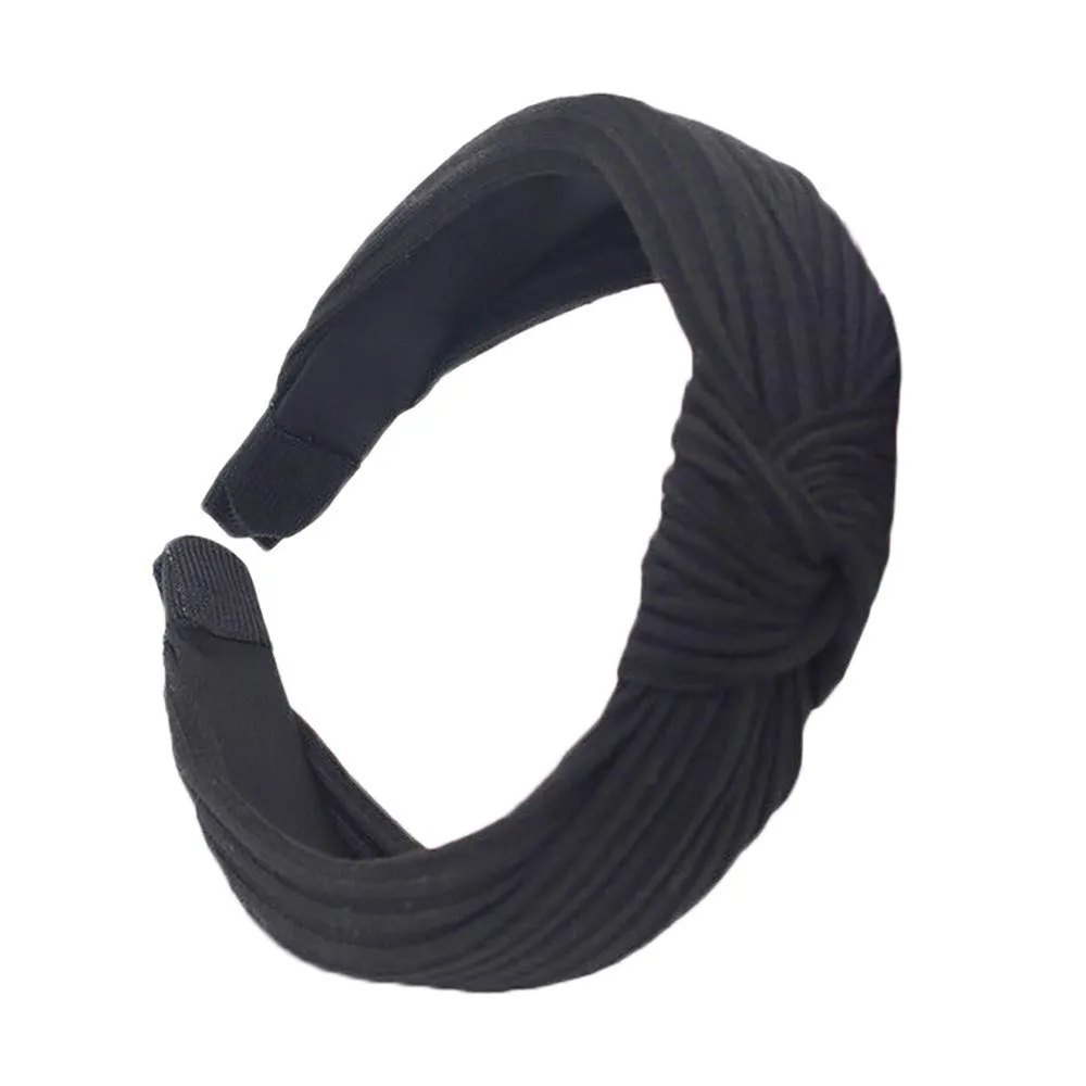Headbands for Women Girls Bow Knotted Turban Headbands Hair Hoops Headpiece For Daily (Black, One Size)