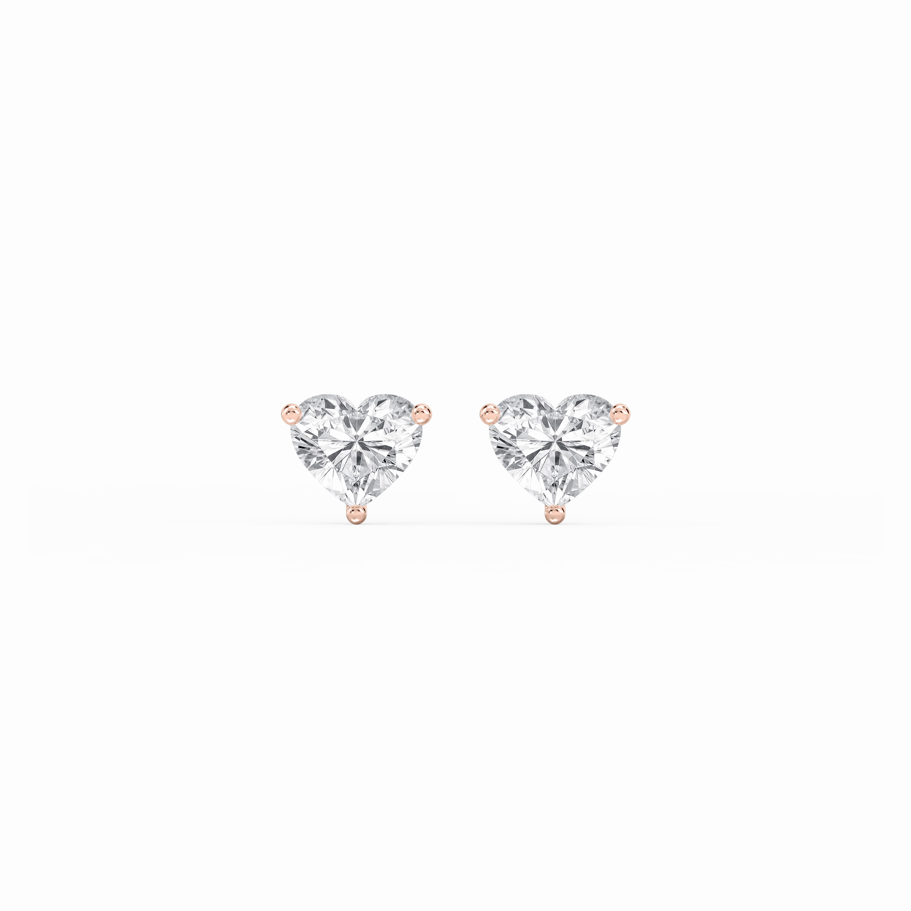 Decorative Appearance Heart Lab Grown Diamond Classic Three Prong Martini Threaded Stud Earrings