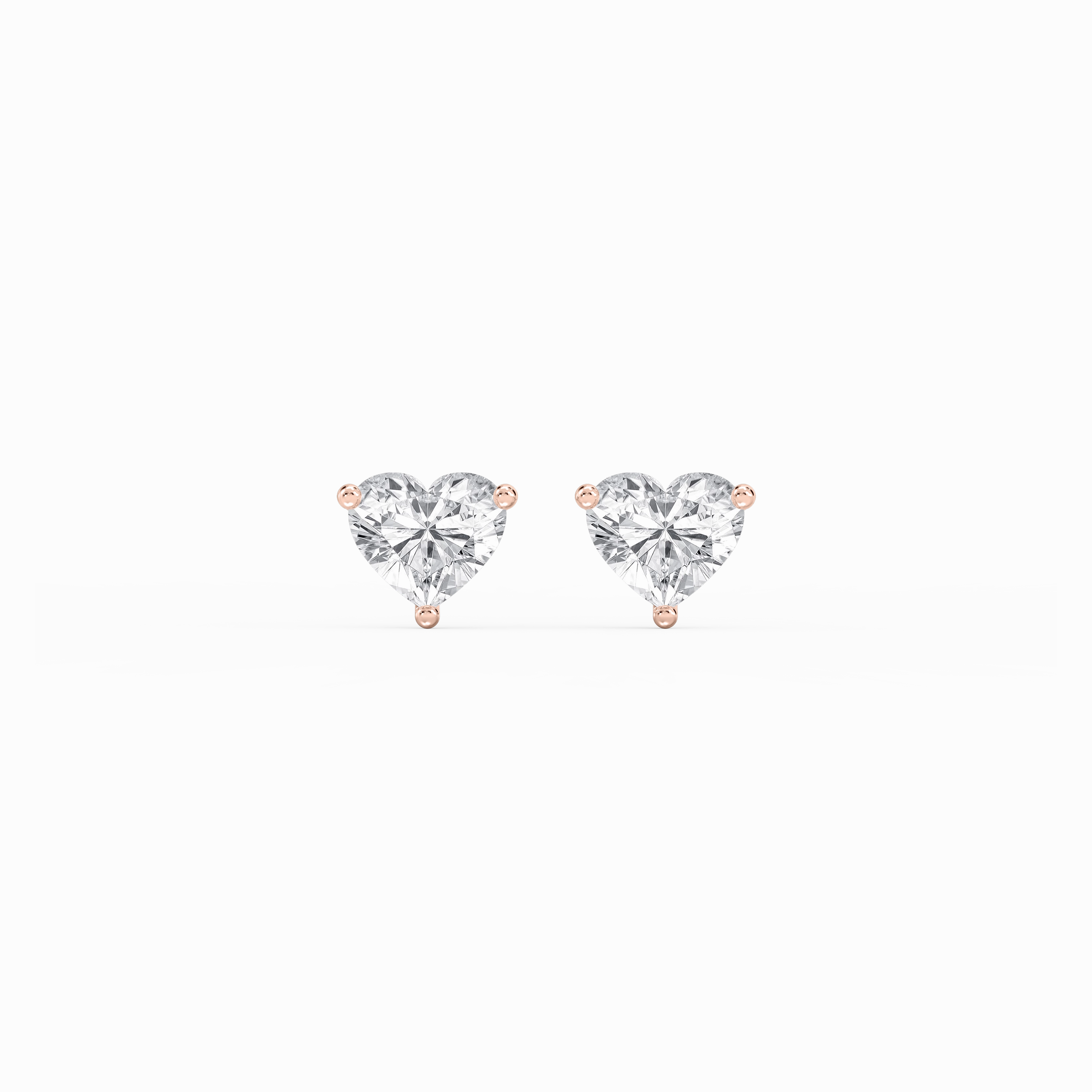 Heart Lab Grown Diamond Classic Three Prong Martini Threaded Stud Earrings Polygonal Item