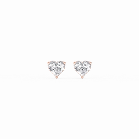 Delicate Ornament Night Embellishment Heart Lab Grown Diamond Hidden Halo Stud Earrings