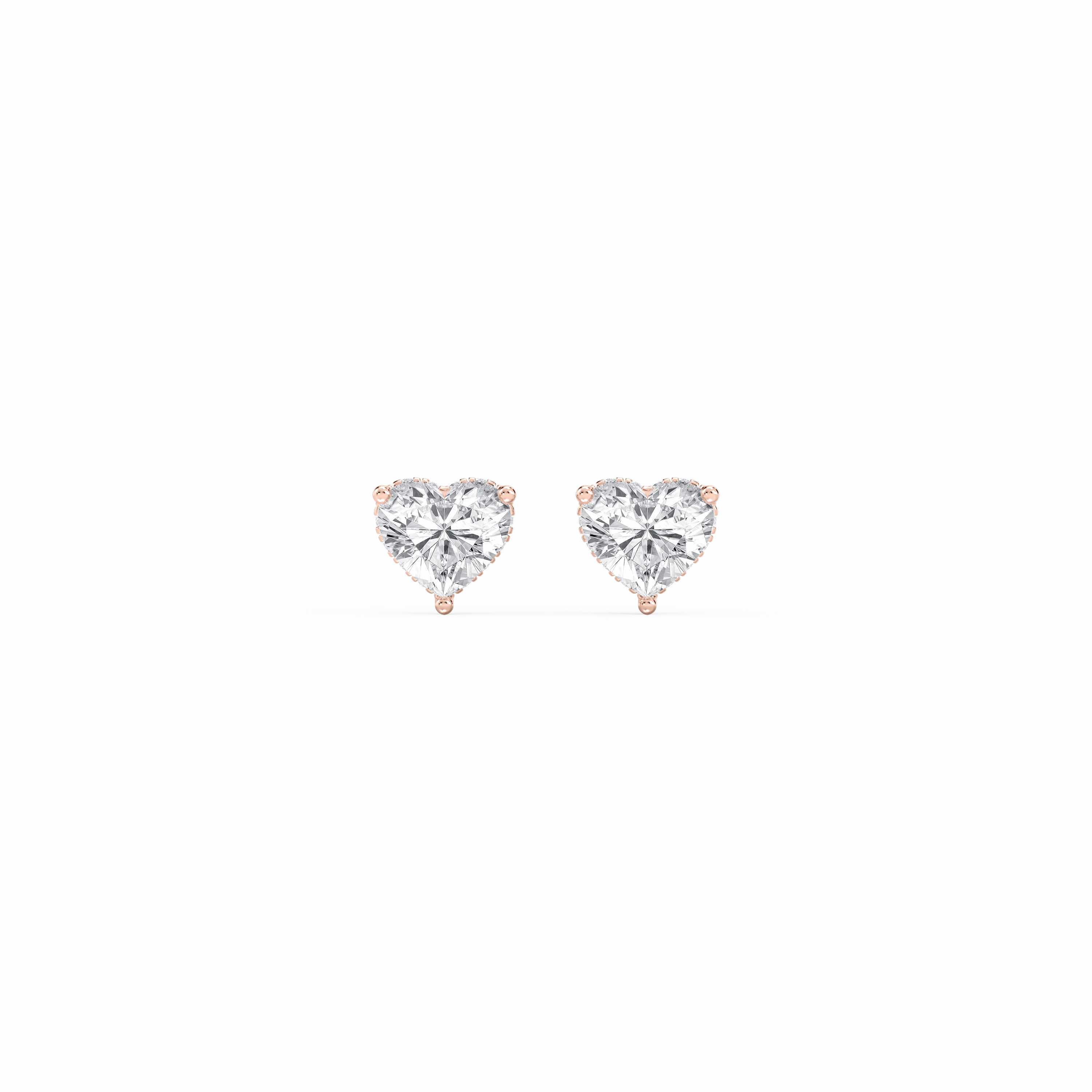Delicate Ornament Night Embellishment Heart Lab Grown Diamond Hidden Halo Stud Earrings