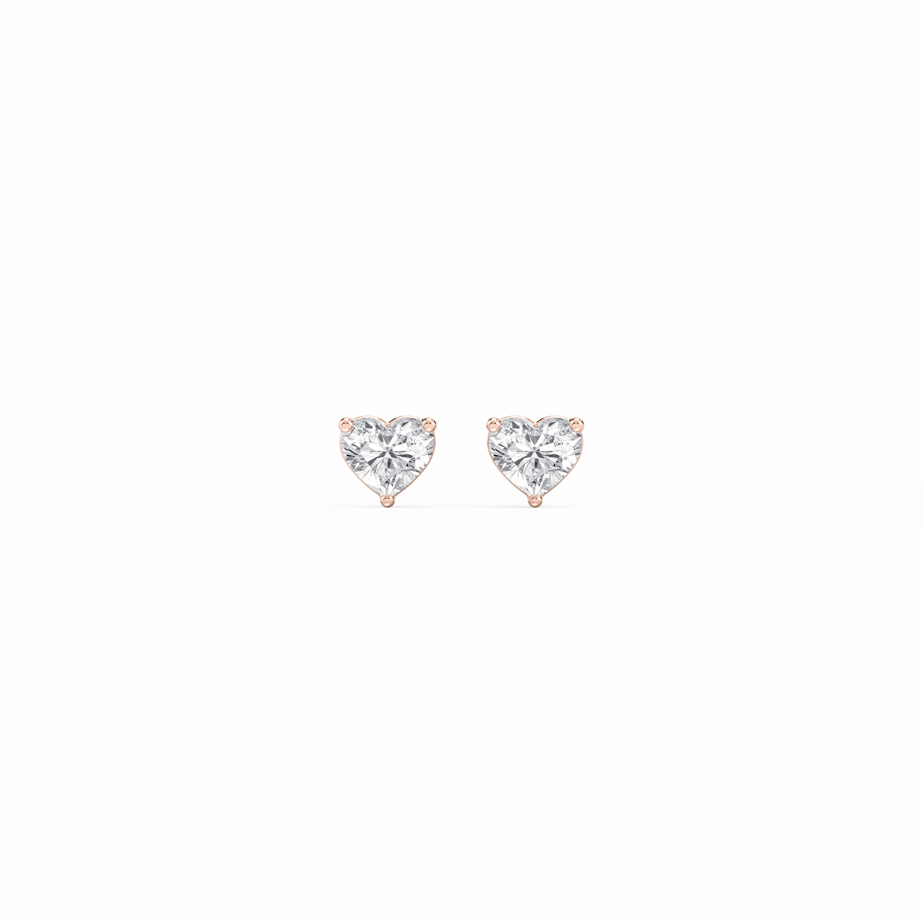 Large Adornment Heart Lab Grown Diamond Three Prong Basket Stud Earrings