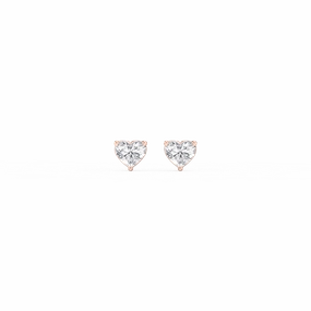 Heart Lab Grown Diamond Three Prong Basket Stud Earrings Stunning Finish Contemporary Selection